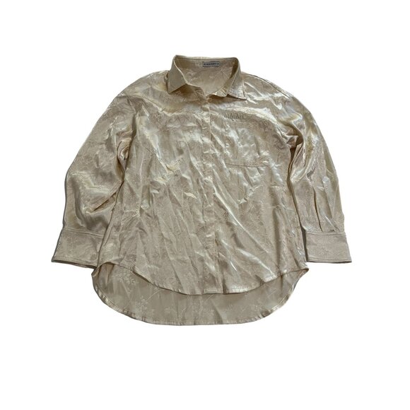 My Mum Made It Satin Hibiscus Oversized Blouse in Ivory - Picture 1 of 4